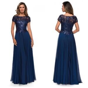 La Femme 27924 Sequined Lace Bodice A Line Gown 14